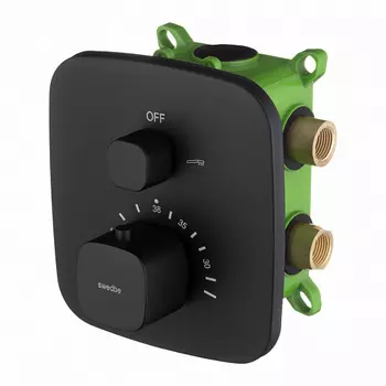 Смеситель для душа встраиваемый Swedbe Platta черный матовый с термостатом