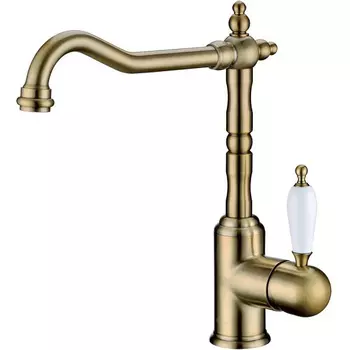 Смеситель для кухни Boheme Crystal бронза глянцевая с ручкой cristal