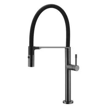 Смеситель для кухни Boheme Uno с гибким изливом, темный хром глянцевый