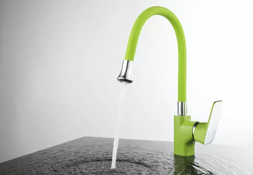 Смеситель для кухни D&K Berlin.Kunste с гибким изливом зеленый
