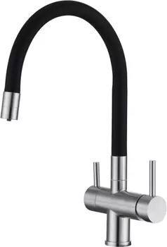 Смеситель для кухни Domaci Равенна ECB 3015 сатин, с гибким изливом
