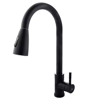 Смеситель для кухонной мойки Fashun A56109-7 с выдвижным изливом черный