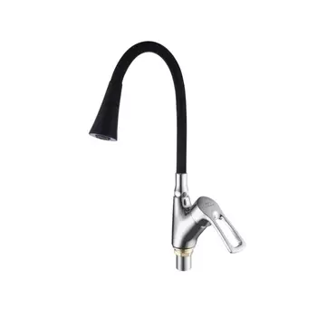 Смеситель для кухонной мойки Fashun A4466+A7350 с гибким изливом хром, черный