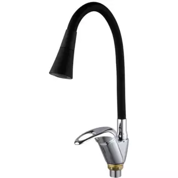 Смеситель для кухонной мойки Fashun A4403+A7350 с гибким изливом хром, черный