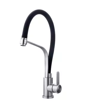 Смеситель для кухонной мойки Fashun A54012-7 с гибким изливом хром, черный