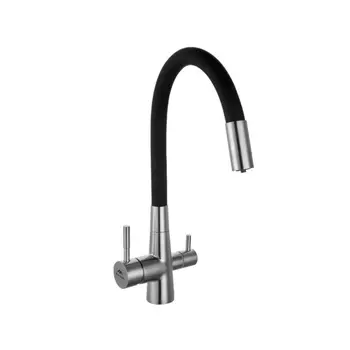 Смеситель для кухонной мойки Fashun A54029-7 с гибким изливом хром, черный