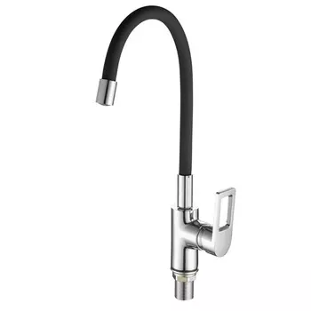 Смеситель для кухонной мойки Fashun A4253+B04 с гибким изливом хром, черный