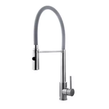 Смеситель для кухонной мойки Fashun A54111-12 с гибким изливом серый, хром