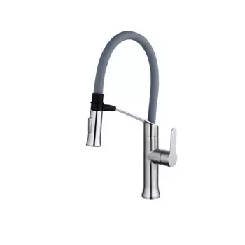 Смеситель для кухонной мойки Fashun A54501-12 с гибким изливом серый, хром