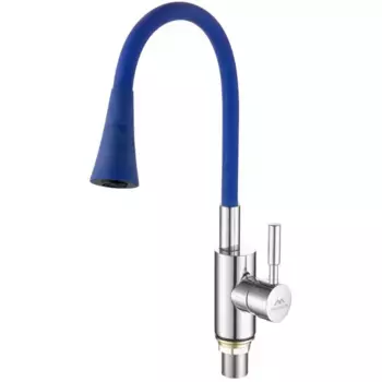 Смеситель для кухонной мойки Fashun A4053+B11 с гибким изливом синий, хром