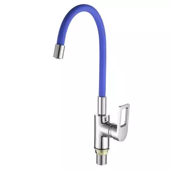 Смеситель для кухонной мойки Fashun A4253+B01 с гибким изливом синий, хром