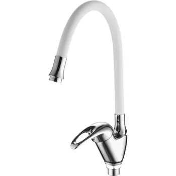 Смеситель для кухонной мойки Fashun A4403+A7256 с гибким изливом белый, хром