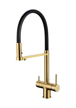 Смеситель для кухни Grocenberg GB4095 с гибким изливом Матовый золото
