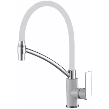 Смеситель для кухонной мойки Haiba HB72505-8 с гибким изливом белый