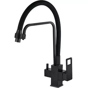 Смеситель для кухонной мойки Haiba HB76615-7 с гибким изливом черный