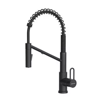 Смеситель для кухни Omoikiri Mikawa 2 Plus с гибким изливом, черный матовый, графит