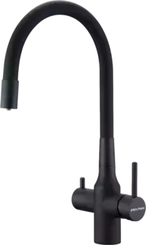 Смеситель для кухни Paulmark Salix 213419-401, антрацит, черный, с гибким изливом