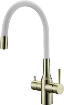Смеситель для кухни Paulmark Salix 213419-BRw, бронза, белый, с гибким изливом