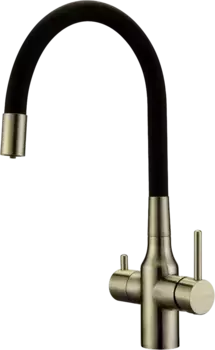 Смеситель для кухни Paulmark Salix 213419-BR, бронза, черный, с гибким изливом