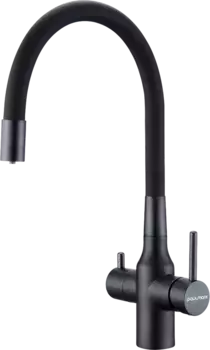 Смеситель для кухни Paulmark Salix 213419-418, черный металлик, черный, с гибким изливом
