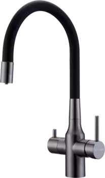 Смеситель для кухни Paulmark Salix 213419-GM, вороненая сталь, черный, с гибким изливом