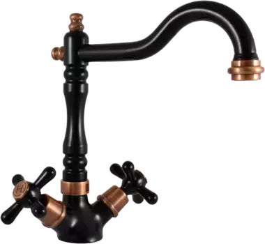 Смеситель для кухни Rav Slezak Morava retro черный матовый - бронза