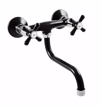 Смеситель для кухни Rav Slezak Morava retro черный матовый - хром