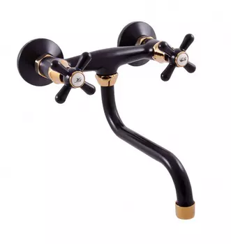Смеситель для кухни Rav Slezak Morava retro черный матовый - золото