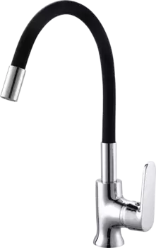 Смеситель для кухонной мойки РМС SL123 SL123BL-016F-1 с гибким изливом хром, черный