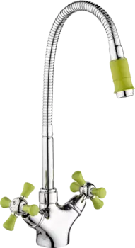 Смеситель для кухонной мойки РМС SL92 SL92GR-279F с гибким изливом хром, зеленый