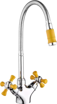 Смеситель для кухонной мойки РМС SL92 SL92YW-279F с гибким изливом хром, желтый