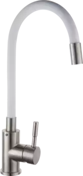 Смеситель для кухонной мойки РМС SUS124 SUS124W-016F с гибким изливом белый, сталь