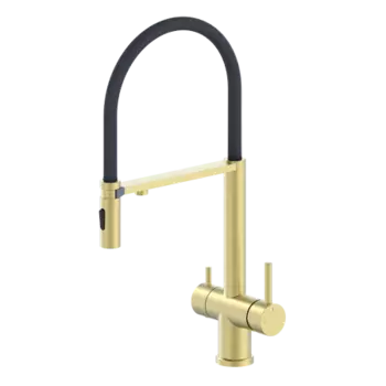 Смеситель для кухни с гибким изливом AltroBagno Flusso золото с черным