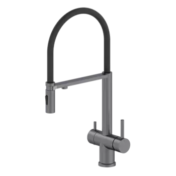 Смеситель для кухни с гибким изливом AltroBagno Flusso оружейная сталь