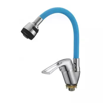Смеситель для кухни с гибким изливом D-Lin D150422-6T, хром/синий