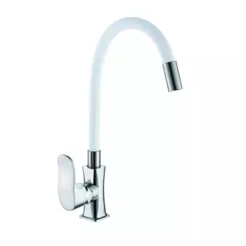 Смеситель для кухни с гибким изливом D-Lin D155318-3, хром/белый