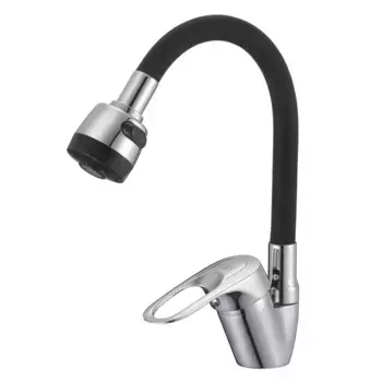 Смеситель для кухни с гибким изливом D-Lin D150628-1T, хром/черный