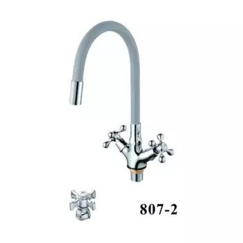 Смеситель для кухни с гибким изливом D-Lin D153807-2, хром/серый