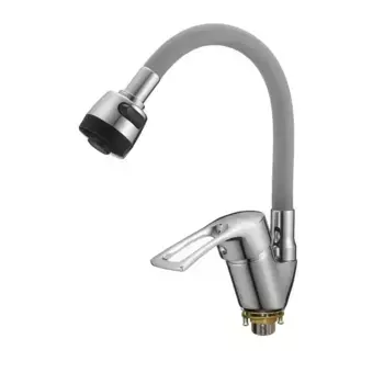 Смеситель для кухни с гибким изливом D-Lin D150422-2T, хром/серый