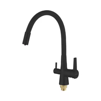 Смеситель для кухни с гибким изливом и подключением фильтра Shevanik S668H, черный