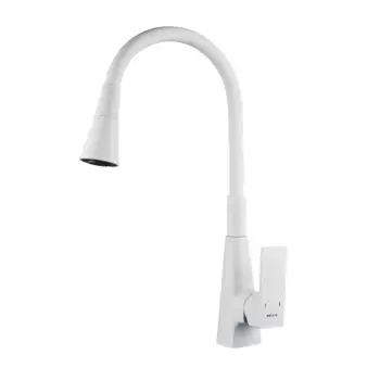 Смеситель для кухни с гибким изливом Shevanik S543C-1, белый