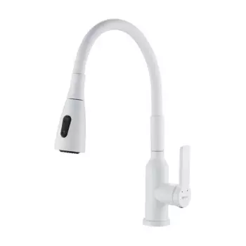 Смеситель для кухни с гибким изливом Shevanik S843C-1, белый