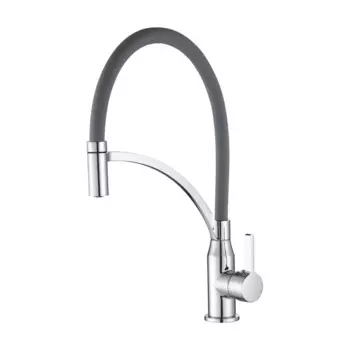 Смеситель для кухни с гибким изливом Shevanik S643-9, хром/серый