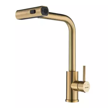 Смеситель для кухни с мультифункциональным изливом Shevanik S263G, золотой сатин