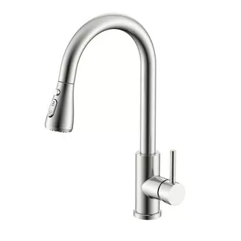 Смеситель для кухни с выдвижным изливом Splenka S203.49.05, сатин