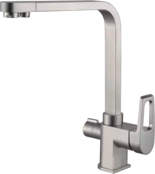 Смеситель для кухни Zorg Clean Water ZR 334 YF-NICKEL с подключением фильтра сталь матовая, никель