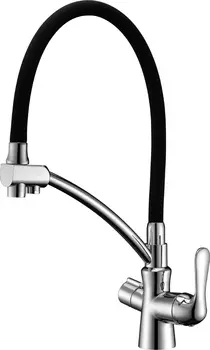 Смеситель для кухни Lemark Comfort LM3070C хром, черный, с подключением к фильтру и гибким изливом