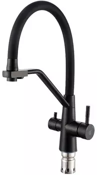 Смеситель для кухонной мойки РМС SUS127 SUS127TBL-016F-015 с гибким изливом черный