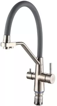 Смеситель для кухонной мойки РМС SUS127 SUS127GY-016F-015 с гибким изливом серый, нержавеющая сталь
