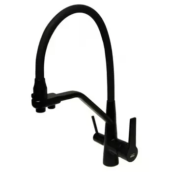 Смеситель для кухни Viko V-5502 с подключением фильтра и гибким изливом черный матовый